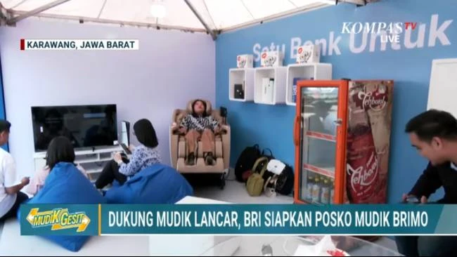 Tampak fasilitas rest area KM 57 yang disediakan oleh PT. BRI yang memanjakan pemudik pada masa libur lebaran. (Sumber: Tangkapan layar Kompas TV)