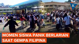 Rekaman Dramatis: Detik-Detik Siswa Filipina Evakuasi Diri Saat Gempa M 7,7 Mengguncang