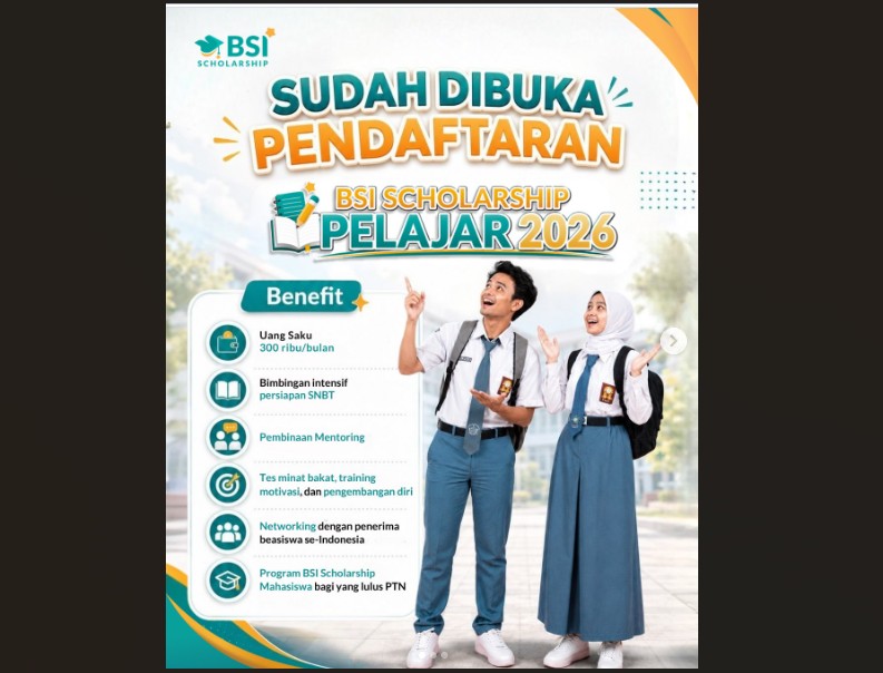 Peluang Emas Pendidikan: Pendaftaran Beasiswa BSI 2026 Dibuka untuk Siswa Kelas 12